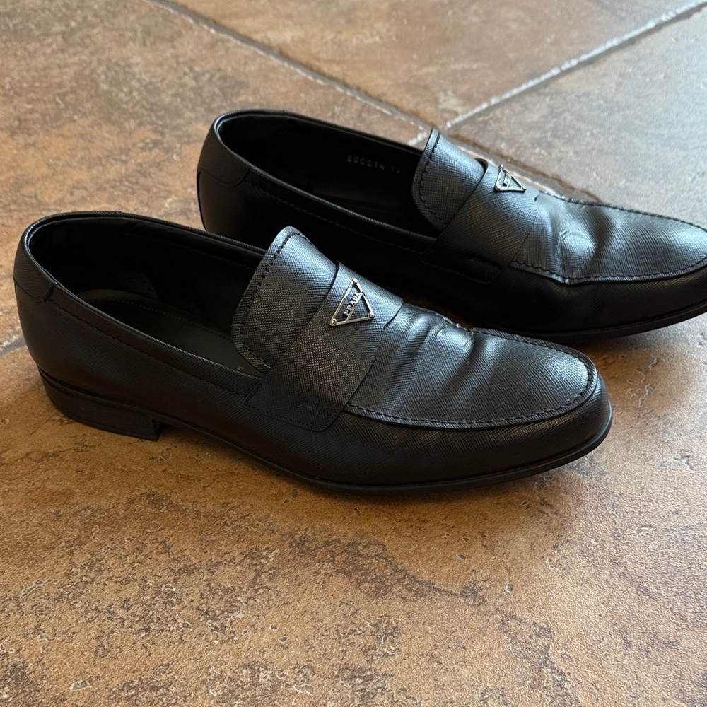 Prada Black Leather Men's Loafers